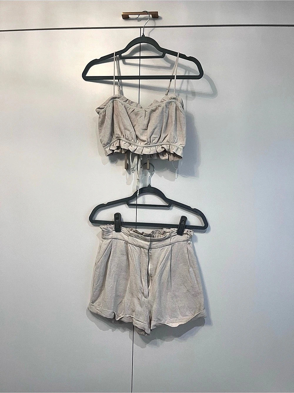 Women's Beige Crop Top & Shorts Set Like New